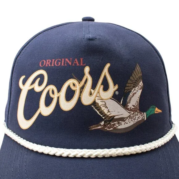 Coors Cappy Navy Blue Hunting/Fishing Rope Hat Duck Print Snapback - Picture 2 of 5